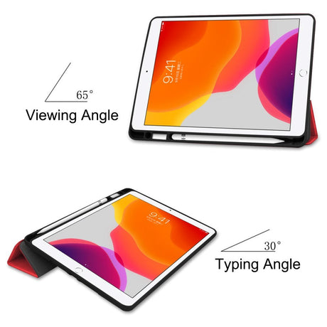 iPad 10.2" (2021 / 2020 / 2019) Fodral med Apple Pencil Hållare - Röd