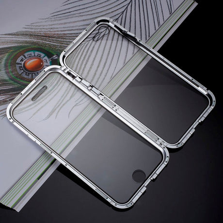 iPhone SE (2022/2020) / 8 / 7 360⁰ Magnetiskt Skal med Glas Framsida och Baksida - Silver