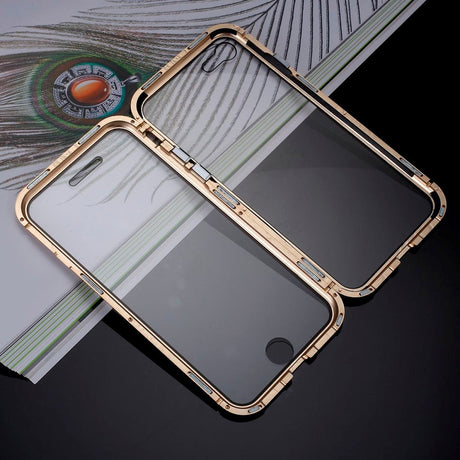 iPhone SE (2022/2020) / 8 / 7 360⁰ Magnetiskt Skal med Glas Framsida och Baksida - Guld