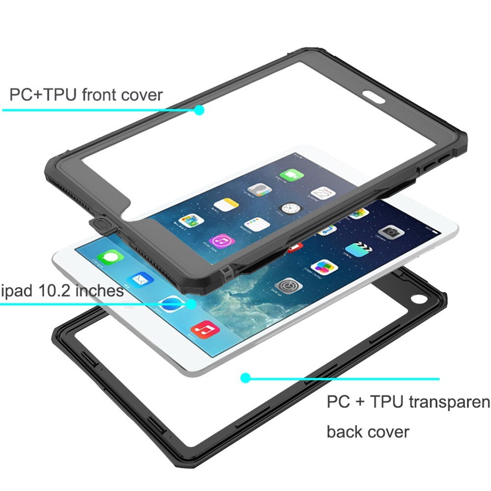 iPad 10.2" (2021/2020/2019) EIDERWOOD Vattentätt Fodral - Svart / Genomskinlig