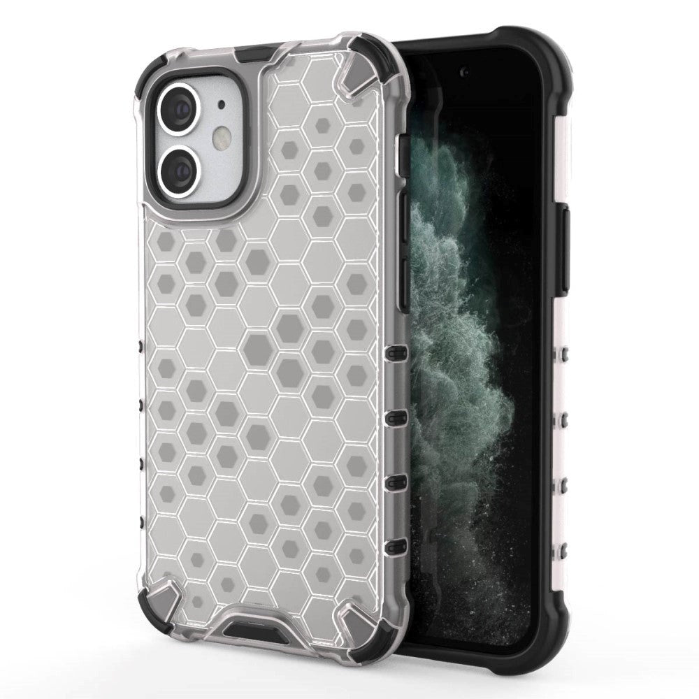 iPhone 12 Mini Honeycomb Pattern Skal - Vit