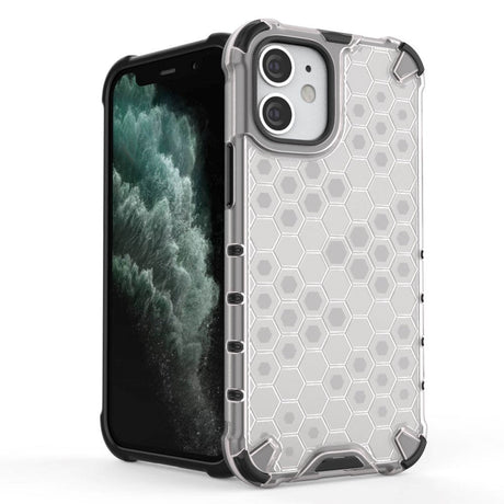 iPhone 12 Mini Honeycomb Pattern Skal - Vit