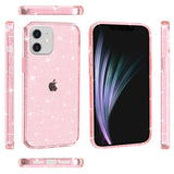 iPhone 12 Mini Skal Hybridplast - Glitter - Genomskinlig / Pink