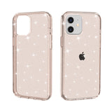 iPhone 12 Mini Skal Hybridplast - Glitter - Genomskinlig / Pink