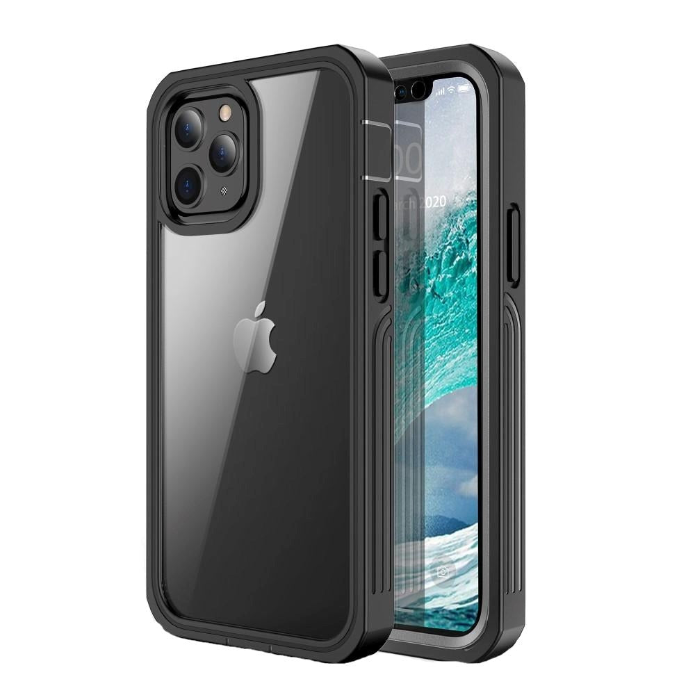 iPhone 12 /12 Pro Heavy Duty Case - Tåligt Skal - Transparent / Svart