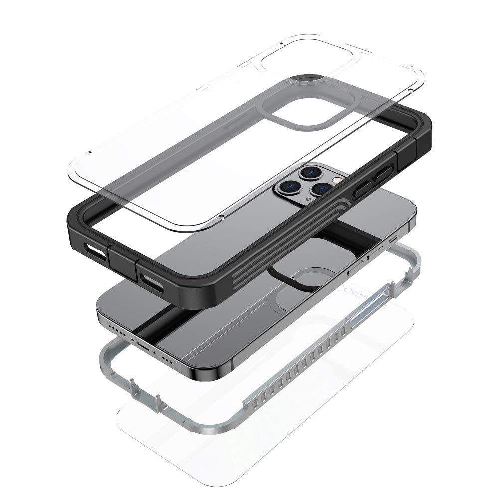 iPhone 12 /12 Pro Heavy Duty Case - Tåligt Skal - Transparent / Svart