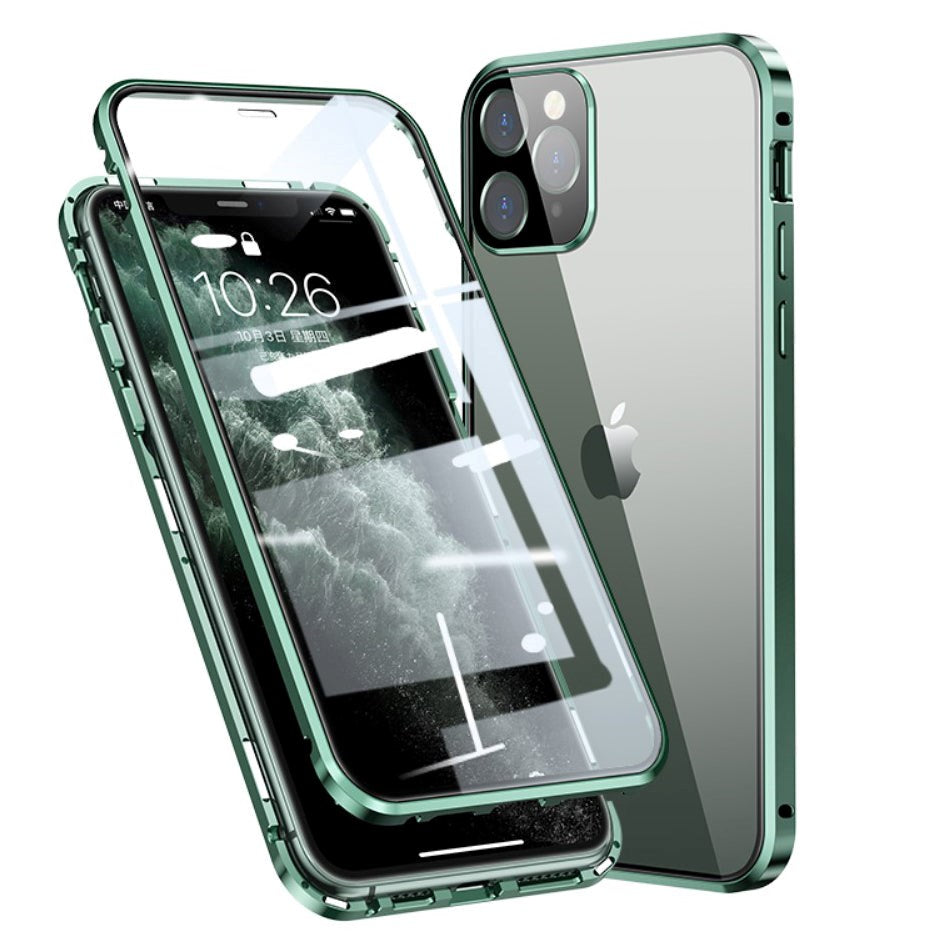 iPhone 11 Pro 360-graders Magnetiskt Skal med Glas Framsida och Baksida - Grön