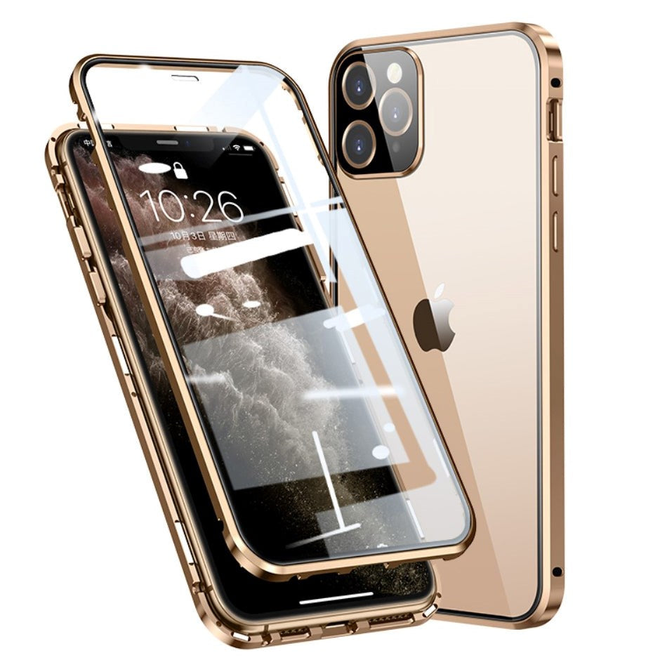 iPhone 11 Pro 360-graders Magnetiskt Skal med Glas Framsida och Baksida - Guld