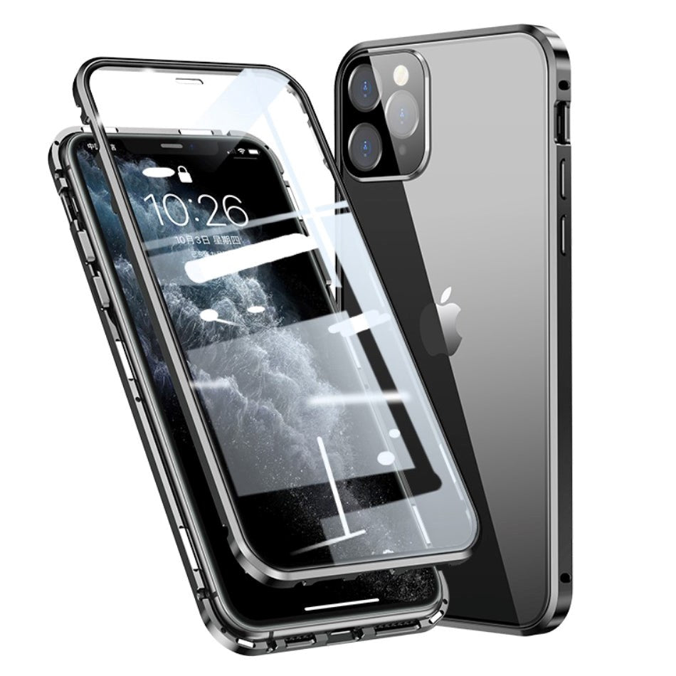 iPhone 11 Pro 360-graders Magnetiskt Skal med Glas Framsida och Baksida - Svart