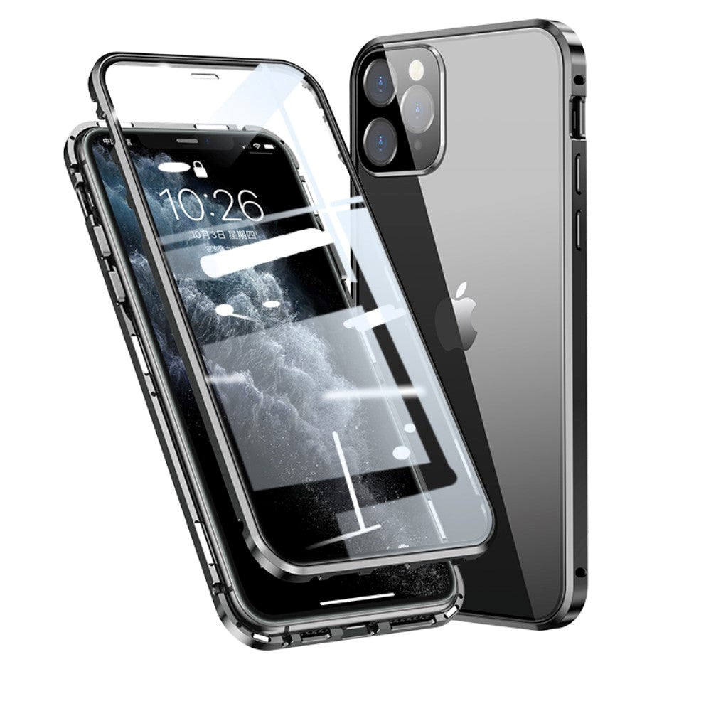 iPhone 11 Pro Max 360-graders Magnetiskt Skal med Glas Framsida och Baksida - Svart