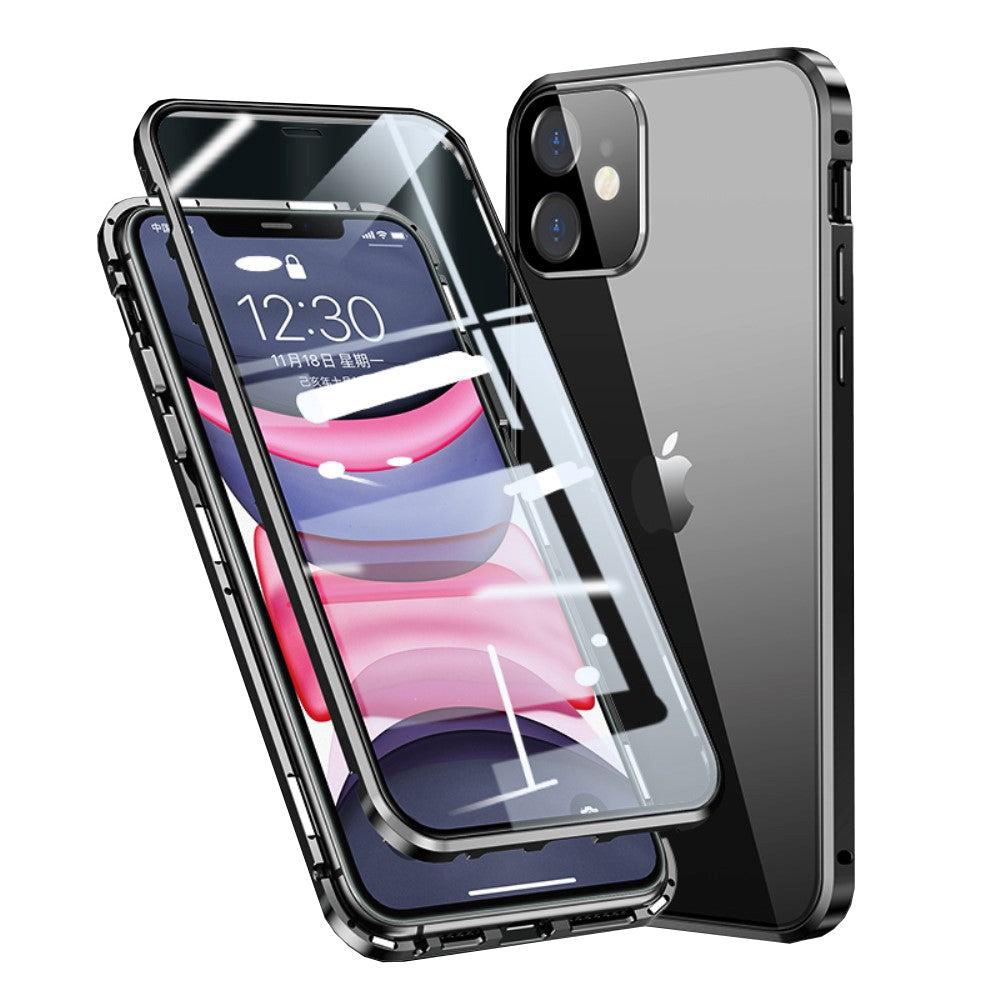 iPhone 11 360-graders Magnetiskt Skal med Glas Framsida och Baksida - Svart