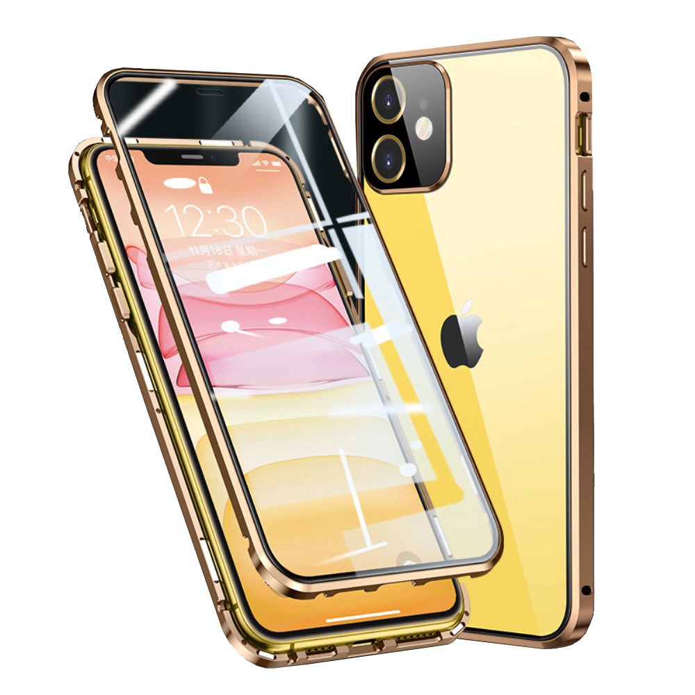 iPhone 11 360-graders Magnetiskt Skal med Glas Framsida och Baksida - Guld