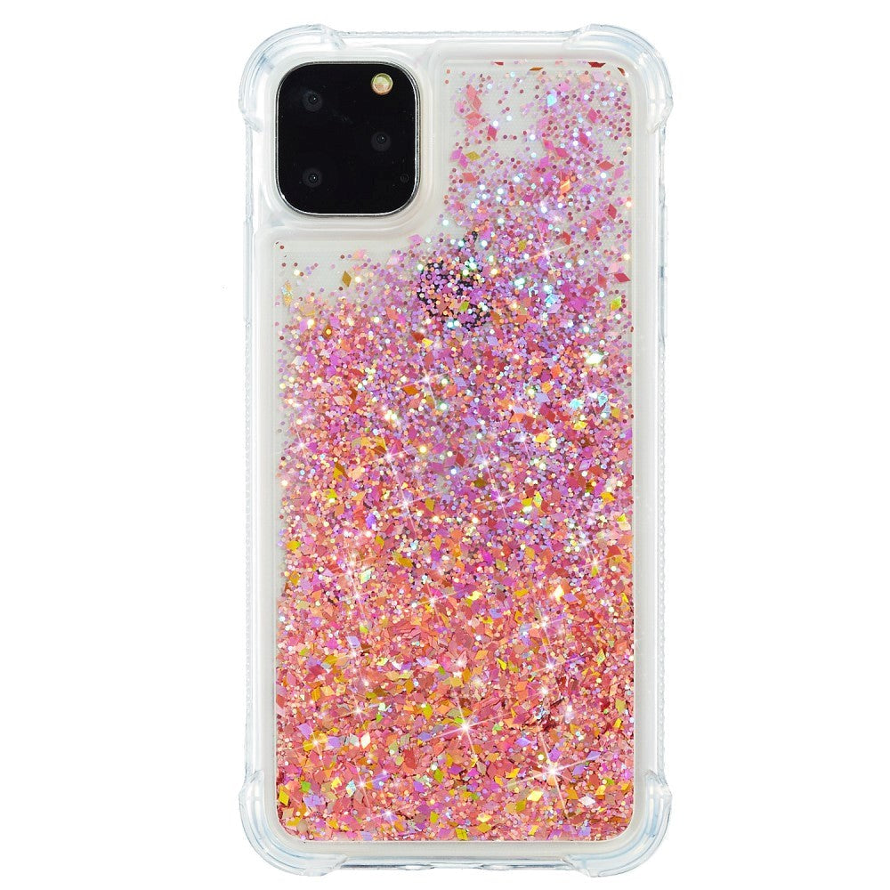 iPhone 12 Mini Skal med Glitter - Transparent / Rosa