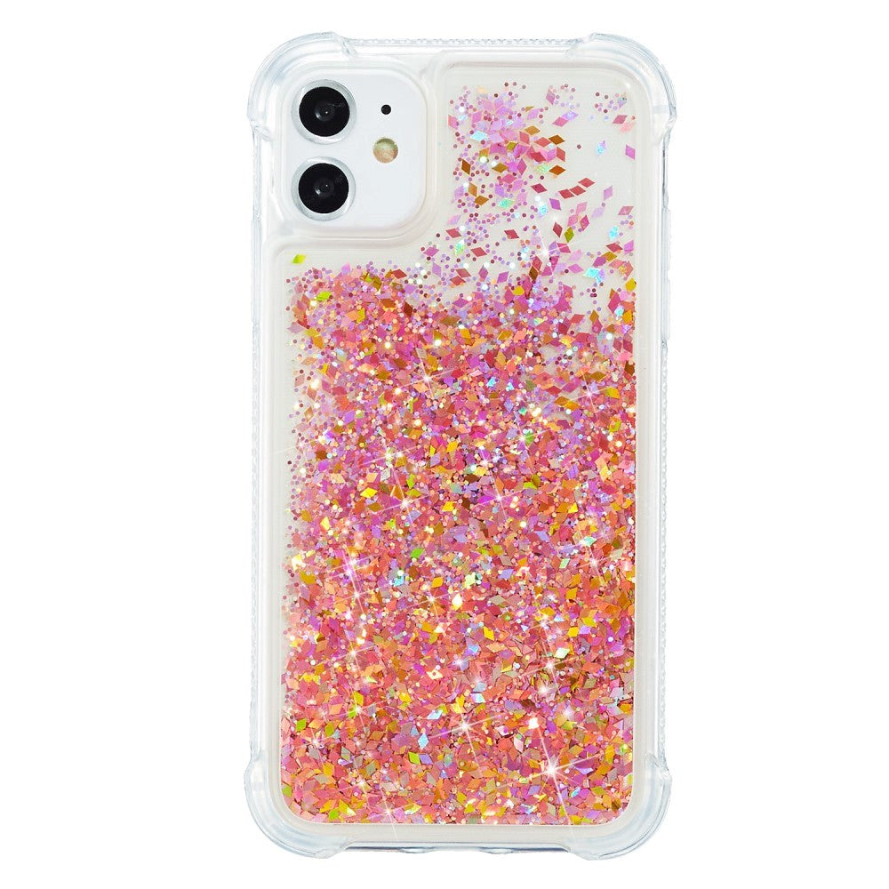 iPhone 12 / 12 Pro Skal med Glitter - Transparent / Orange