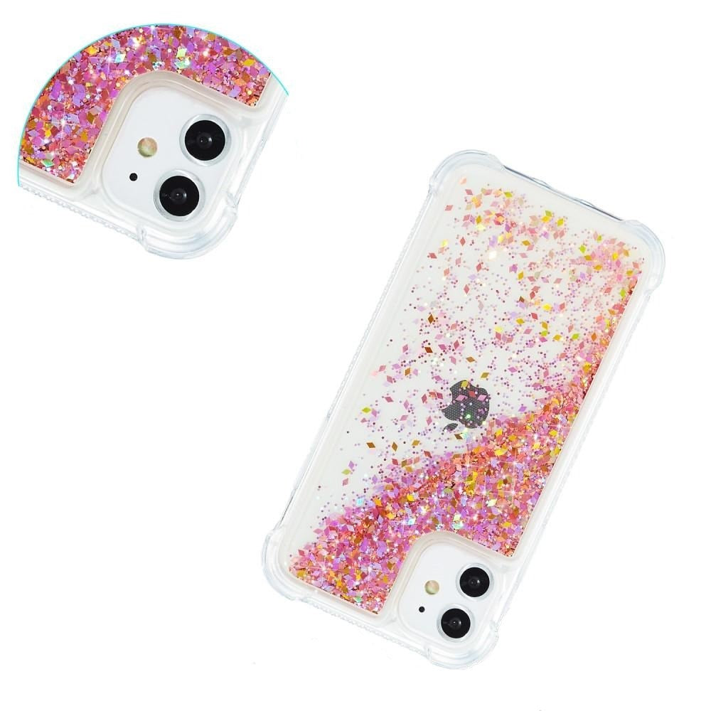 iPhone 12 / 12 Pro Skal med Glitter - Transparent / Orange