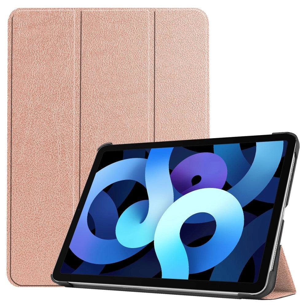 EIDERWOOD iPad Air 10.9-11" (2024-2020) Tri-fold Fodral Litchi-textur - Rött Guld