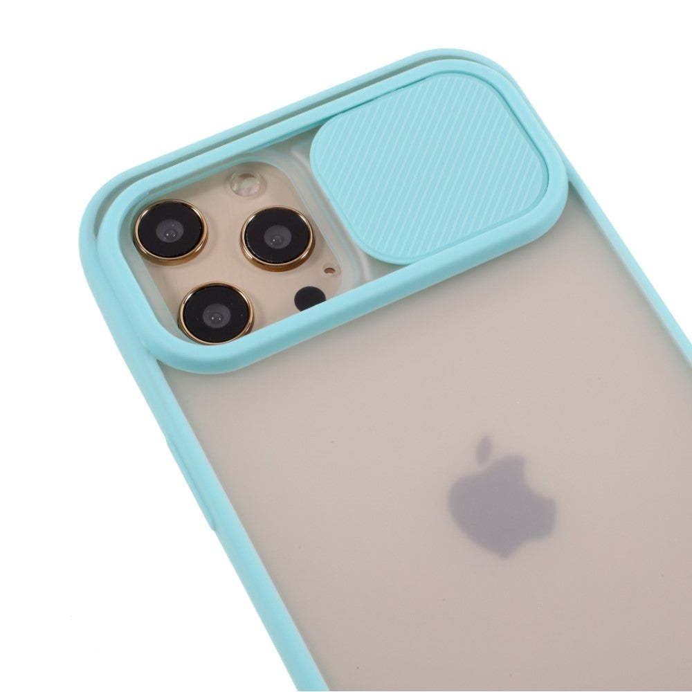 iPhone 12 Pro Max Skal Frostad Plast med Camslider - Cyan