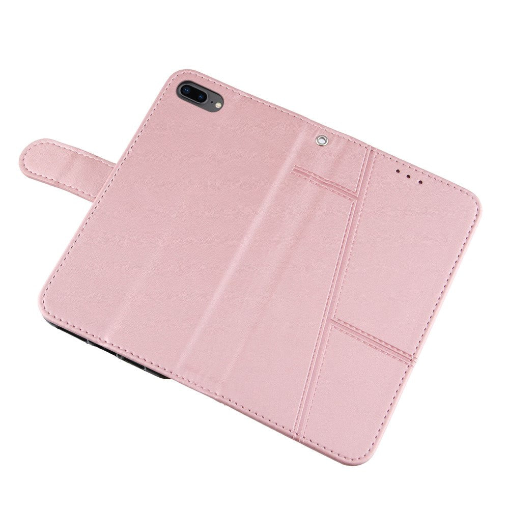 iPhone 8 Plus / 7 Plus Läder Plånboksfodral med Rem - Rosa