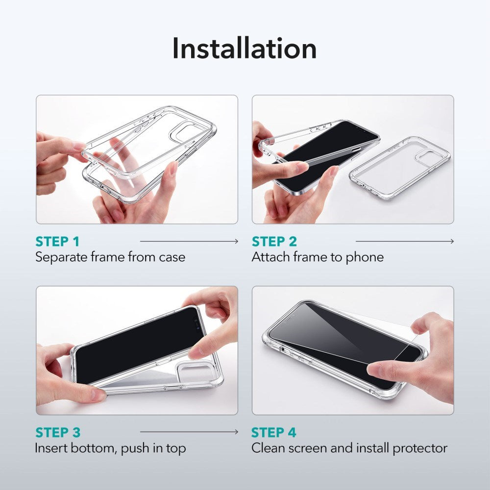 iPhone 12 Mini ESR Skyddspaket med Skal & 2 Skärmskydd - Genomskinlig