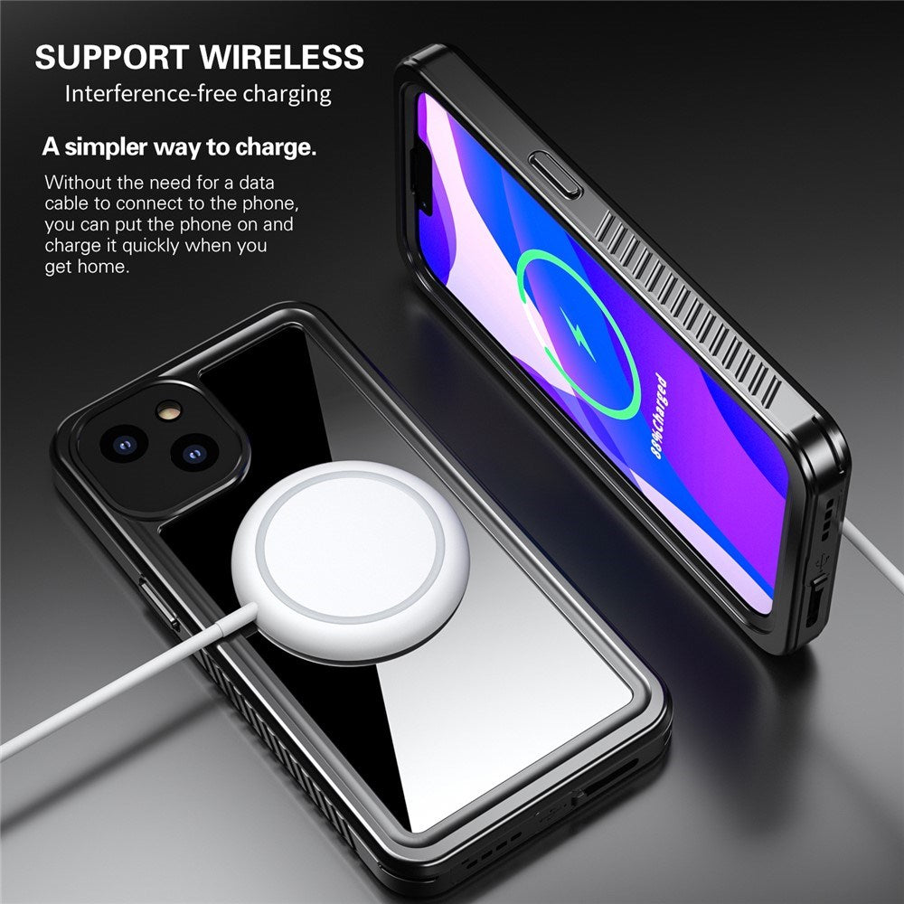 iPhone 13 IP68 Damm- & Vattentätt Skal - Genomskinlig / Svart