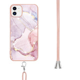 iPhone 11 Skal med Justerbar rem - Rosa Marmor