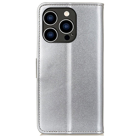 iPhone 14 Pro Plånboksfodral Imitationsläder - Silver