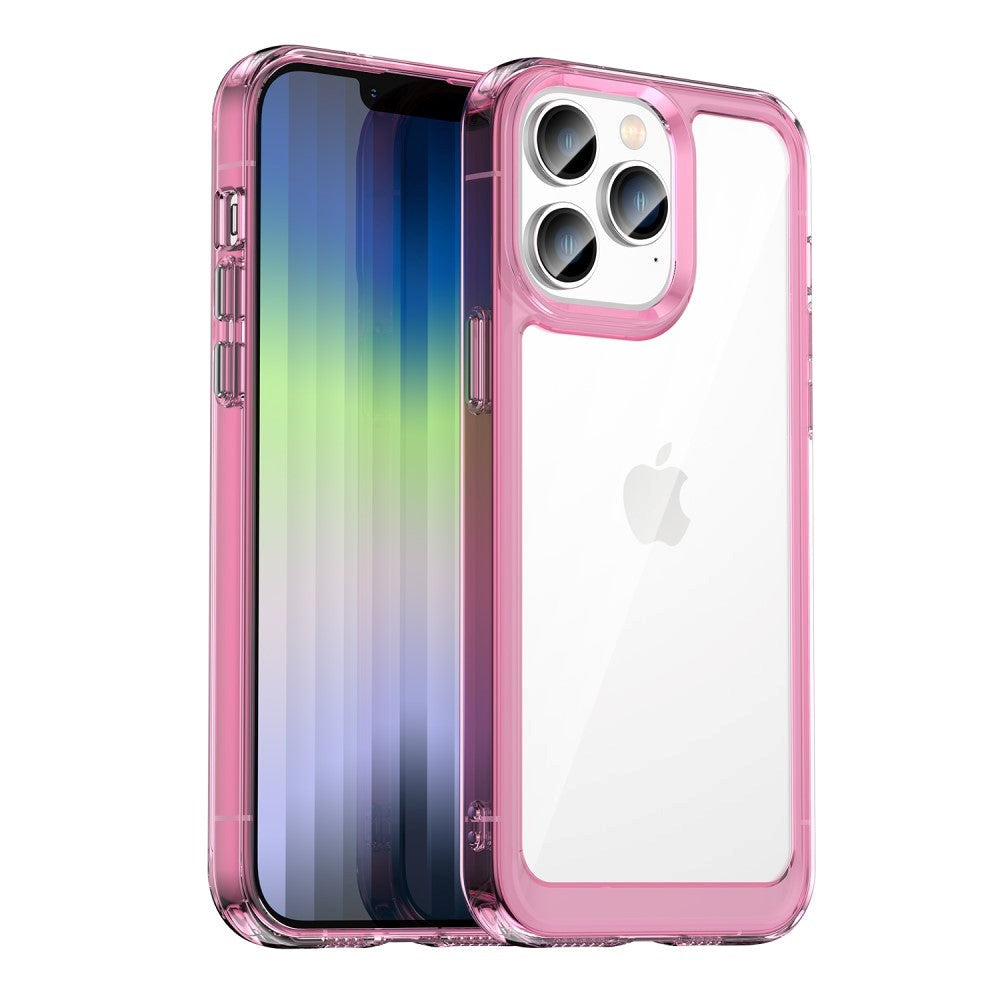 iPhone 14 Pro Hybrid Skal - Transparent / Rosa