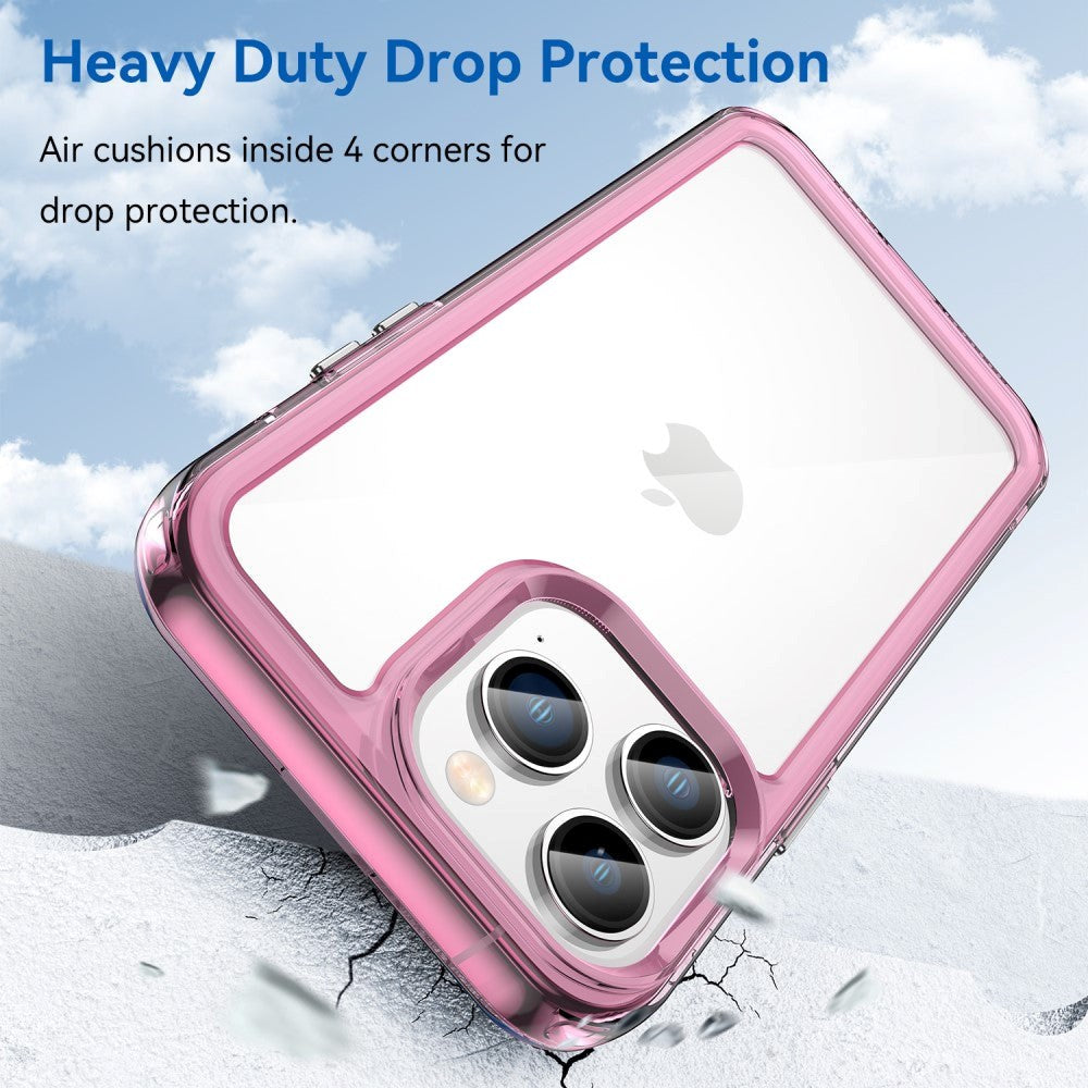 iPhone 14 Pro Hybrid Skal - Transparent / Rosa