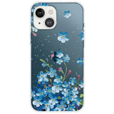 iPhone 14 Skal TPU - Transparent / Blå Blommor