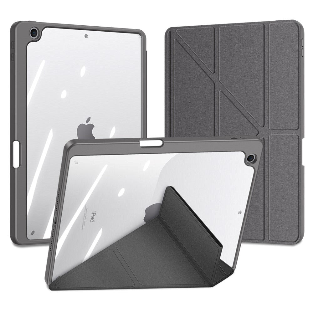 iPad 10.2" (2021 / 2020 / 2019) PU Läder / Plast Fodral - DUX DUCIS MAGI Series - Transparent / Grå