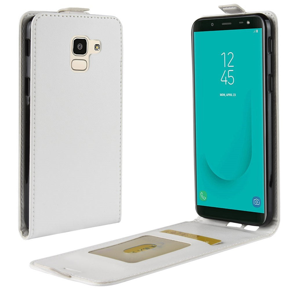 Samsung Galaxy J6 Premium Fodral med Korthållare - Vertikalt - Vit