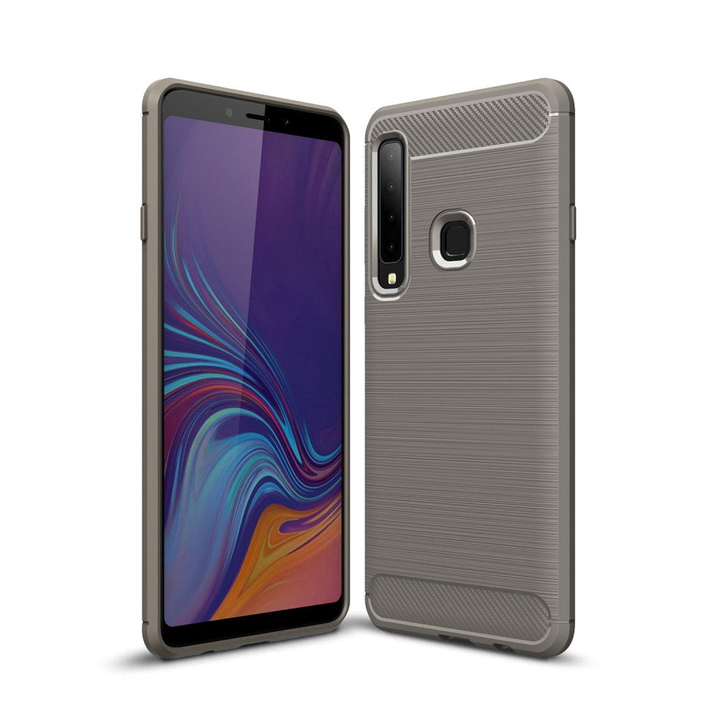 Samsung Galaxy A9 (2018) Borstade kolfiberstrukturfodral grå