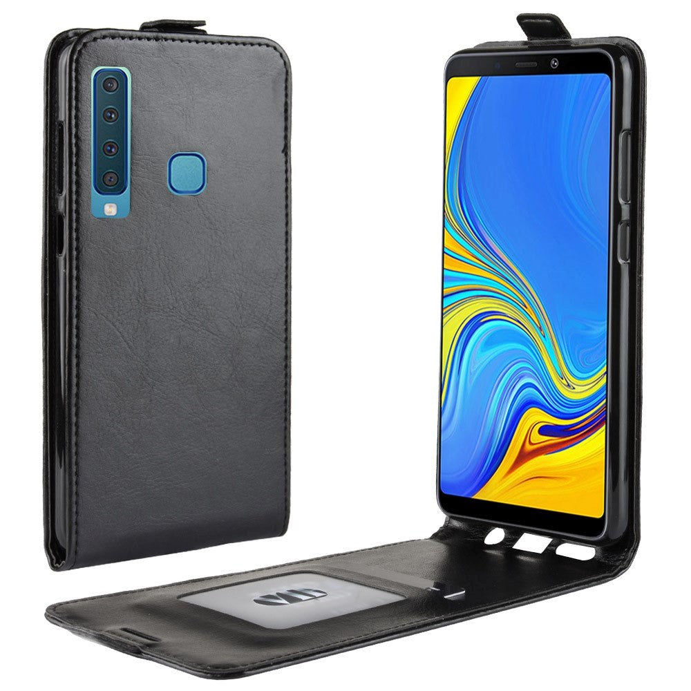 Samsung Galaxy A9 (2018) Plånboksfodral Läder Vertikal Öppning - Svart