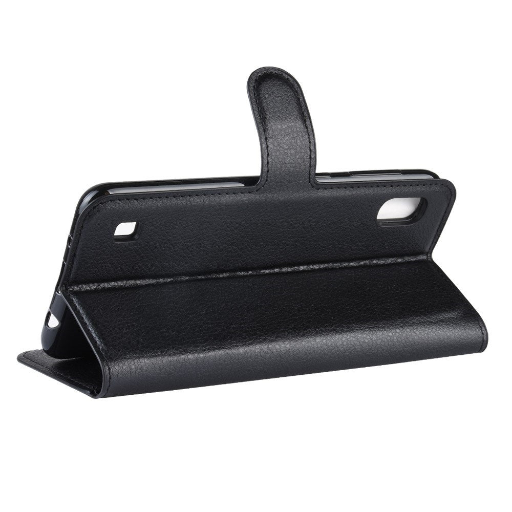 EIDERWOOD Samsung Galaxy A10 Litchi Konstläder Plånboksfodral - Svart