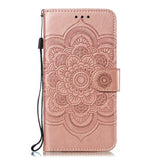 Samsung Galaxy A20e Leather Wallet Case Mandala Mönster Rose Gold