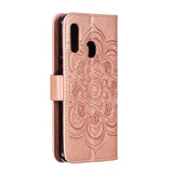 Samsung Galaxy A20e Leather Wallet Case Mandala Mönster Rose Gold