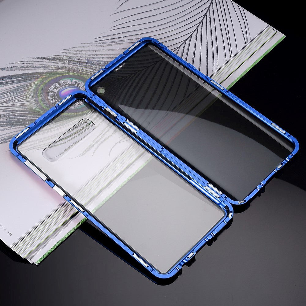 Samsung Galaxy S10 360 ° Magnetiskt skal m. Glas bak och fram med sekretessfunktion - blå