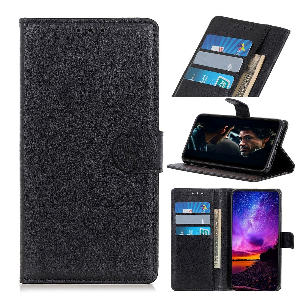 Samsung Galaxy A71 Soft Flip Case m. Korthållare & stand - Svart