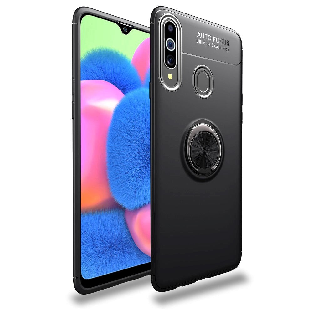 Samsung Galaxy A20s Case m. Magnetisk Stativfunktion Svart m. Ringa upp