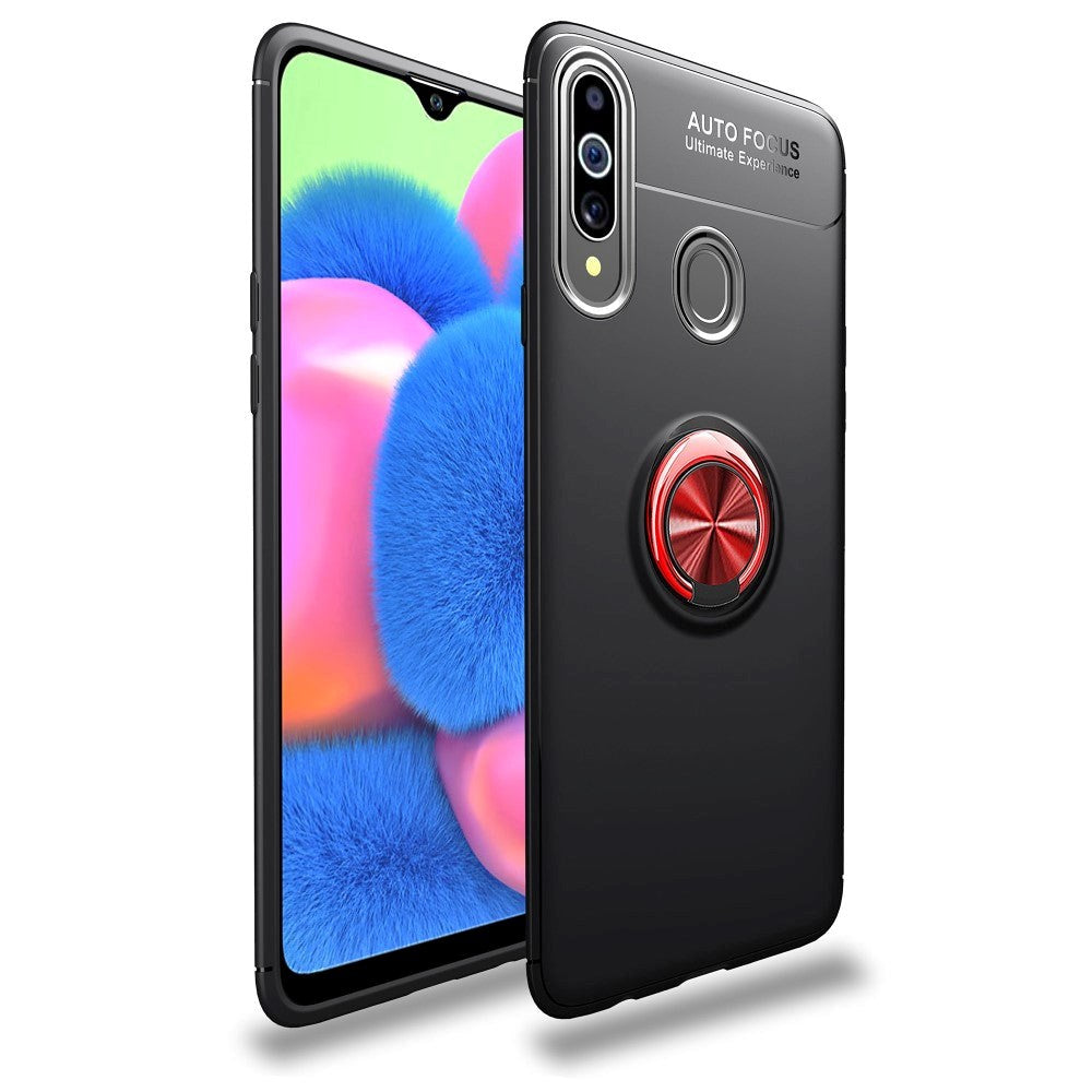 Samsung Galaxy A20s Case m. Magnetisk Stativfunktion Svart m. Röd ring