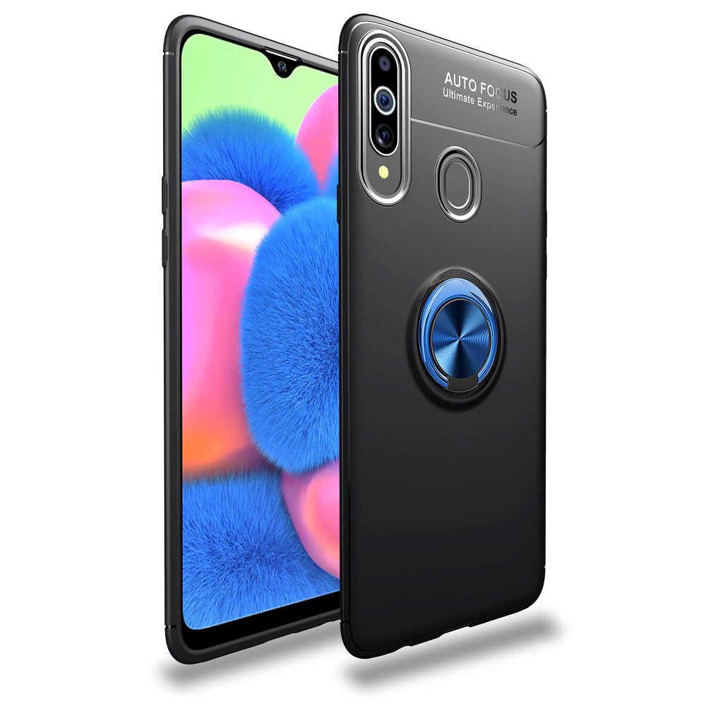 Samsung Galaxy A20s Case m. Magnetisk Stativfunktion Svart m. Blå ring