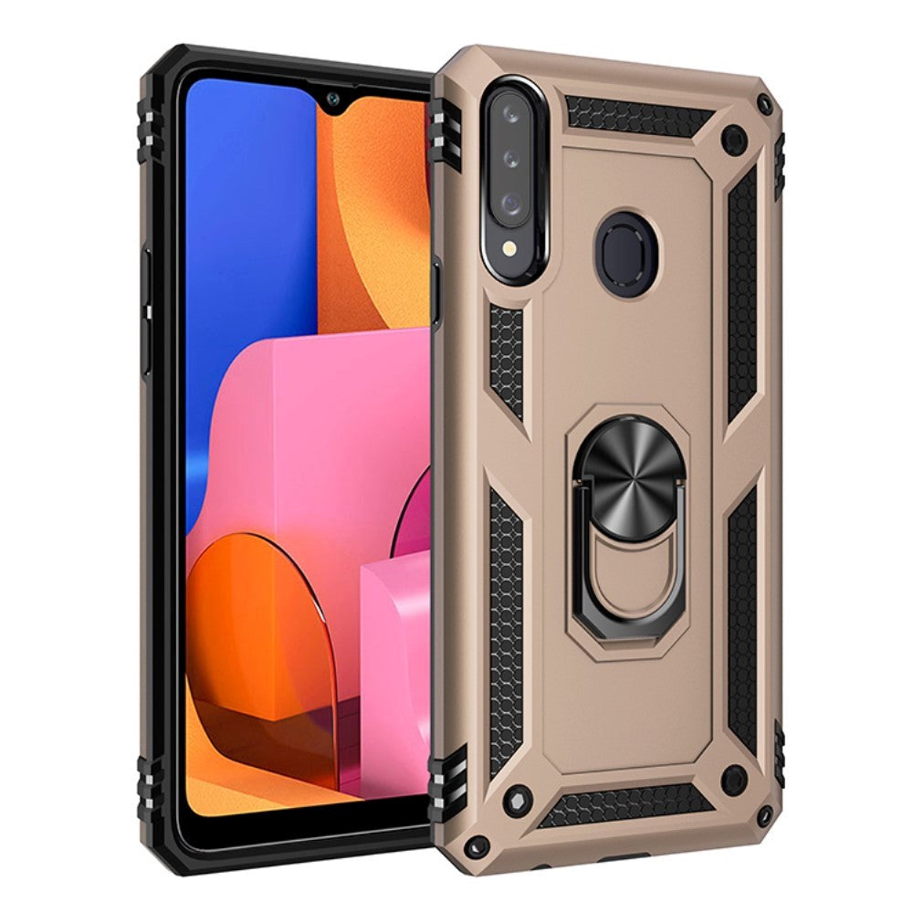 Samsung Galaxy A20s Tough Case m. Magnetisk Stativfunktion - guld