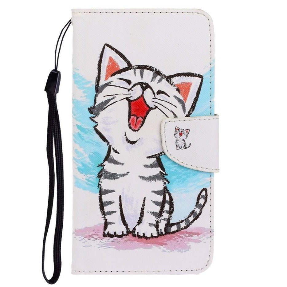 Samsung Galaxy M11 Leather Wallet Case - White Cat