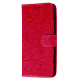 Samsung Galaxy M11 Floral Lace Leather Flip Case - Red