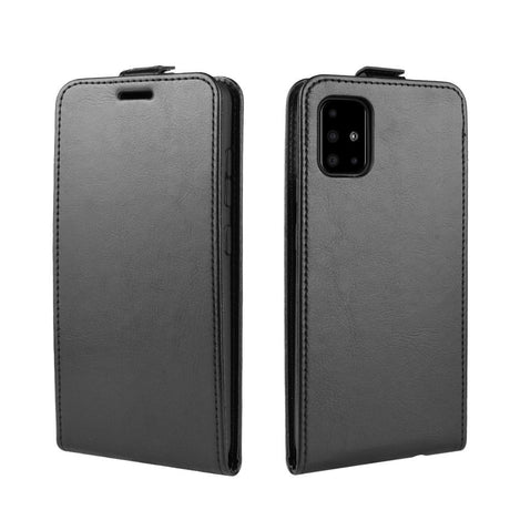 Samsung Galaxy A51 5G Vertical Flip Leather Case m. Korthållare - Svart