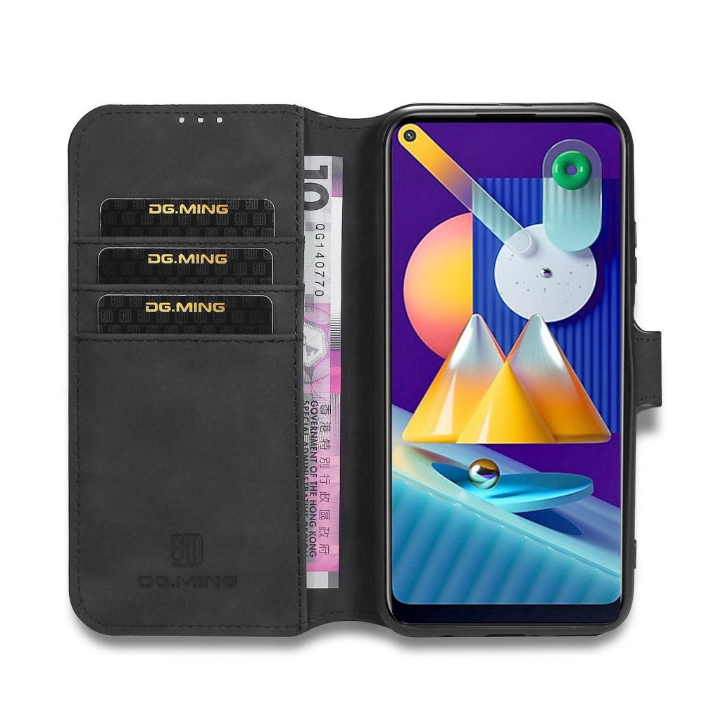 Samsung Galaxy M11 DG.Ming Retro Leather Wallet Case - Svart