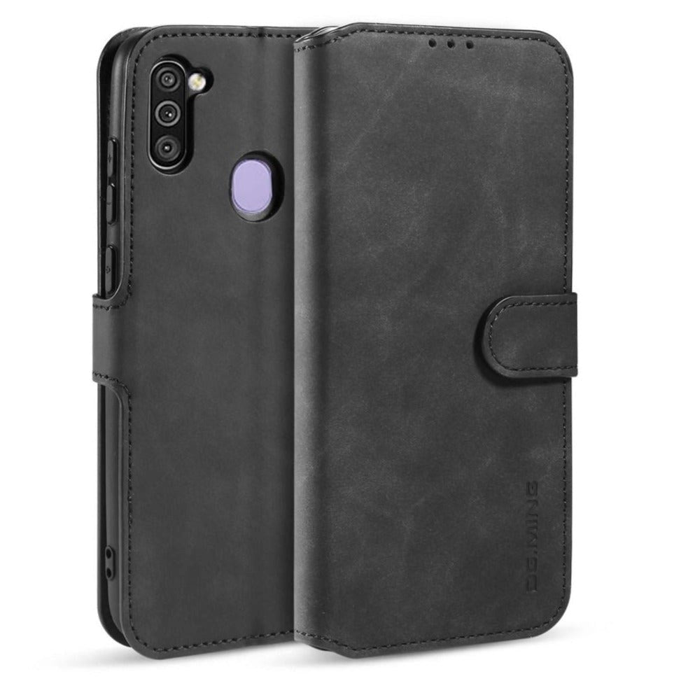 Samsung Galaxy M11 DG.Ming Retro Leather Wallet Case - Svart