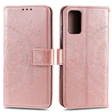 Samsung Galaxy A02S läderplånbok Case - Mandala Imprint - Rose Gold