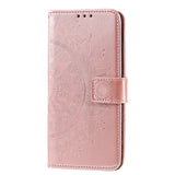 Samsung Galaxy A02S läderplånbok Case - Mandala Imprint - Rose Gold