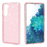 Samsung Galaxy S21 Skal Hybridplast - Glitter - Transparent / Rosa